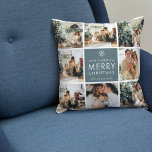 Coussin Photos Multi Holiday | Merry Christmas |<br><div class="desc">Collage Photos de vacances | Joyeux Noël | Cadeau</div>