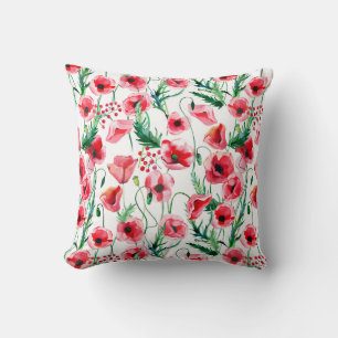 Coussin Photos rouges : aquarelle illustration florale