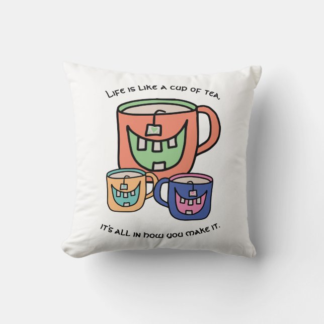 Coussin Phrase d'amour du thé Optimisme du thé Positivité  (Recto)