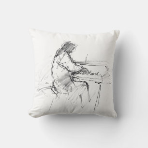 Coussin Pianiste Abstrait Minimaliste Jouant du Piano – Él