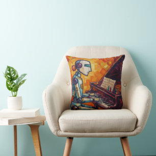 COUSSIN PIANISTE ROBOT RÉTRO VI PIANO ANCIEN COLORÉ AR