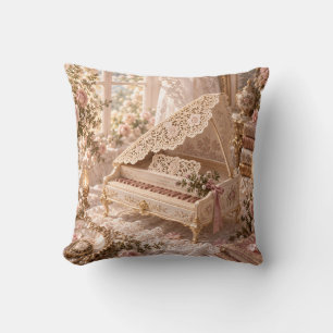 Coussin Piano à dentelle d'ivoire Rose romantique Salon de