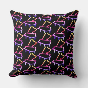 Coussin Piano Arc-en-ciel Noir Embelli