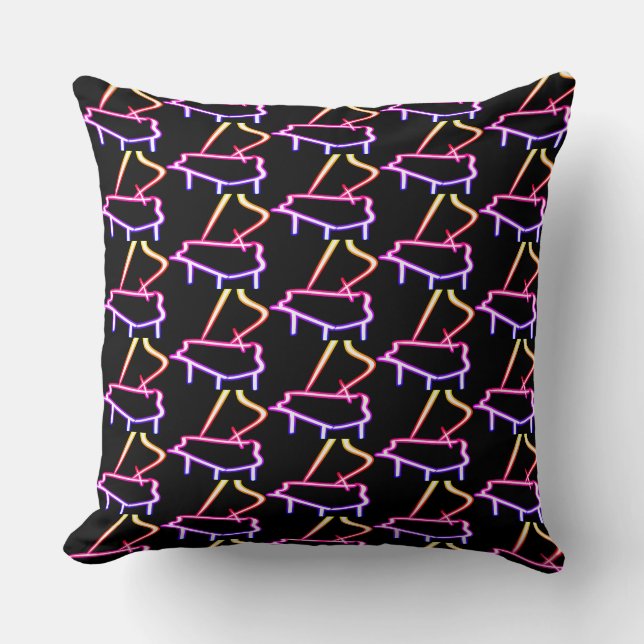 Coussin Piano Arc-en-ciel Noir Embelli (Recto)