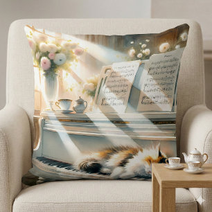 Coussin Piano Cottagecore Rêve Chaton Ensoleillé