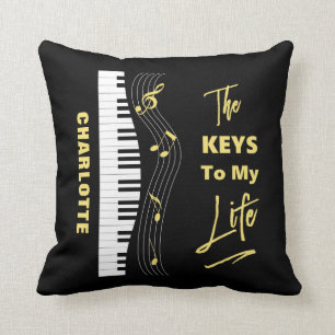 Coussin Piano Keyboard Players Fun Music Notes