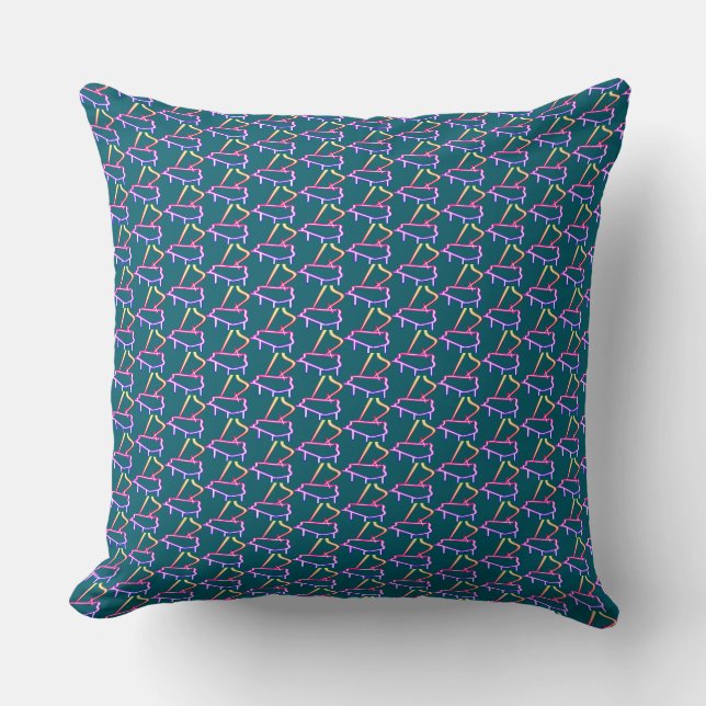 Coussin Piano sarcelle orné (Recto)