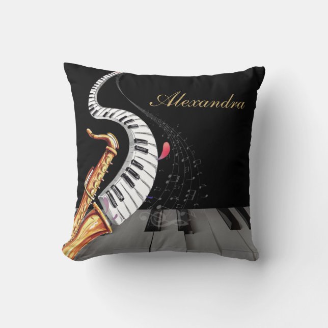 Coussin Piano Saxophone Personnalisé De Luxe (Recto)