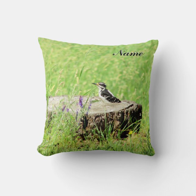 Coussin Pic Downy sur une souche Votre nom (Recto)