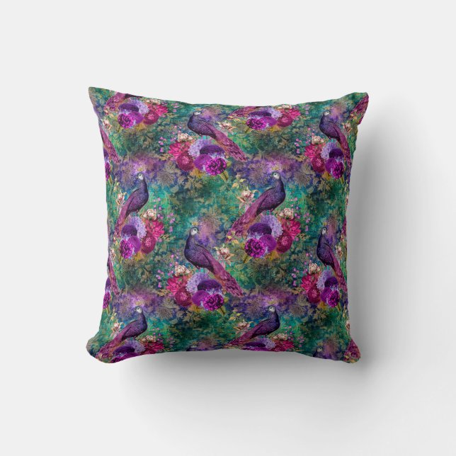 Coussin Pic rose pourpre Floral (Recto)