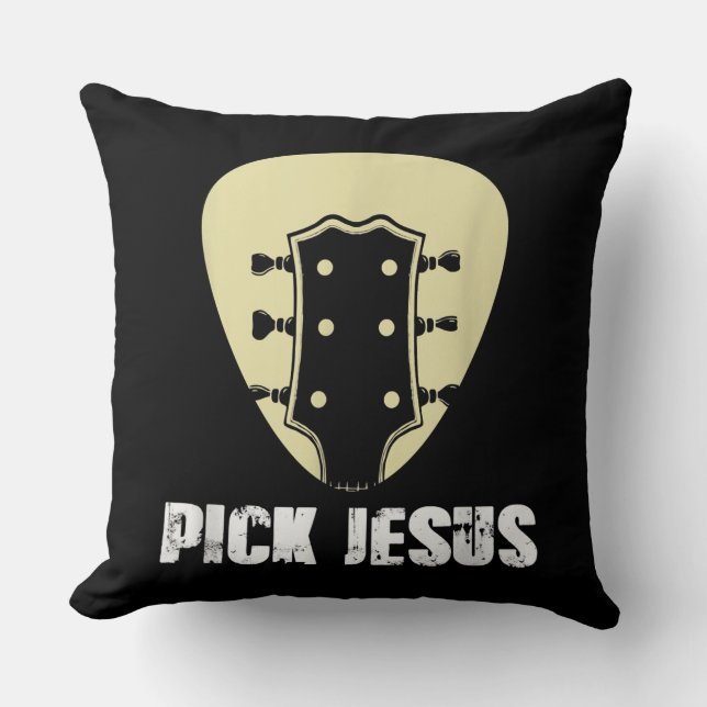 Coussin Pick Jesus Religious Musician Venin Idea Guitar (Recto)