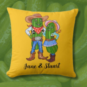 Coussin Pickle Cowboy, Gherkin Cowgirl, Dill Cucumber West