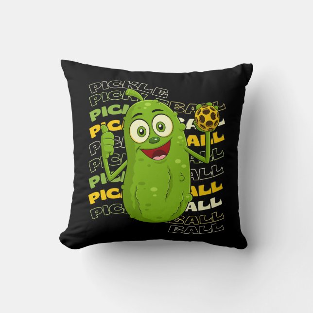 Coussin Pickle Power ! Enfants mignonnes de Pickleball (Recto)