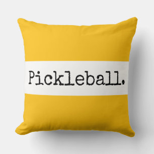 Coussin PICKLEBALL Amusant Jaune Soleil Clair Rayures Blan