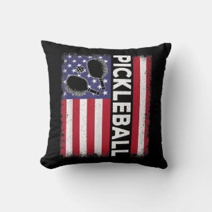 Coussin Pickleball Drapeau Américain Drôle Amateur de Pick