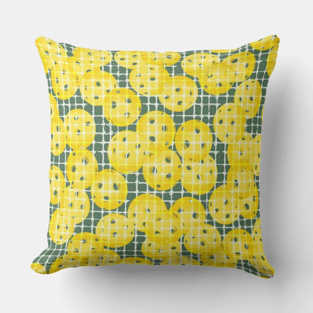 Coussin Pickleball is Life - Jaune sur vert (Recto)