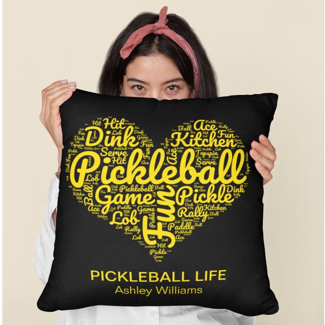 Coussin Pickleball Player Word Typographie d'art personnal (Créateur téléchargé)