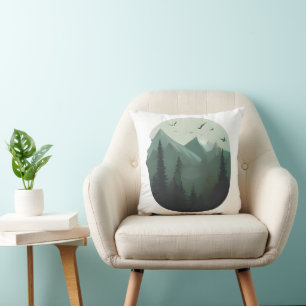 Coussin Pics tranquilles : Oiseaux au-dessus d'un paysage