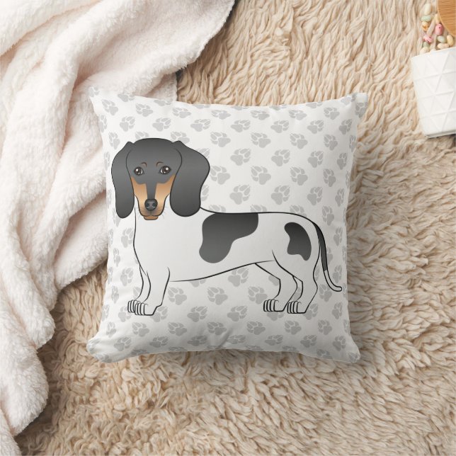 Coussin Piebald Noir Et Tan Cheveux Courtes Dachshund & Pâ (Couverture)