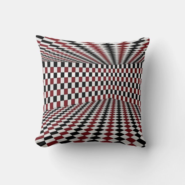 Coussin Pièce à carreaux rouges blancs et noirs à haut con (Recto)