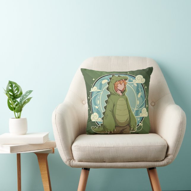 Coussin Pièce d'art de garçon de fantaisie de dinosaure mi (Chaise)