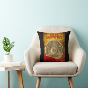Coussin Pièce de 20 ans AA Pailletée Joyeux Anniversaire