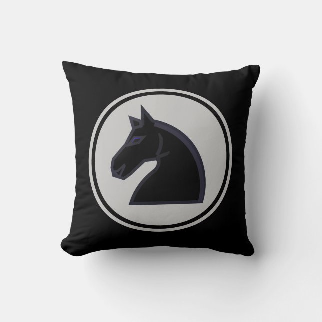 Coussin Pièce d'échecs de cheval de chevalier noir (Recto)