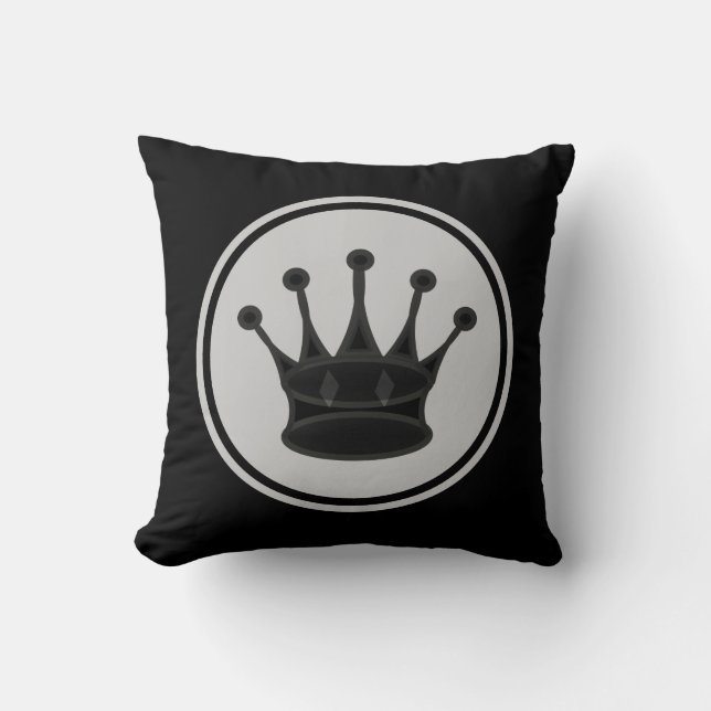 Coussin Pièce d'échecs noire de la Reine (Recto)