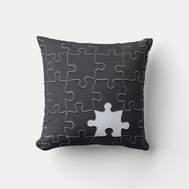 Coussin Pièce Jigsaw Puzzle manquante noir (Recto)