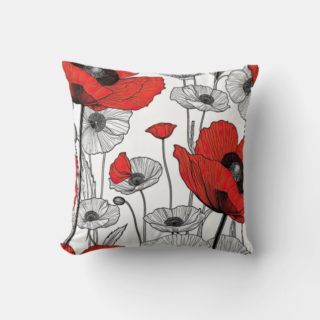 Coussin Pièce noire, rouge et blanche (Recto)