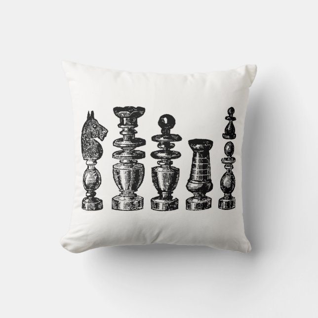 Coussin Pièces de jeu d'échecs Art vintage (Recto)