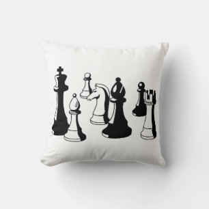 Coussin Pièces de Jeu d'Échecs Art Vintage #2
