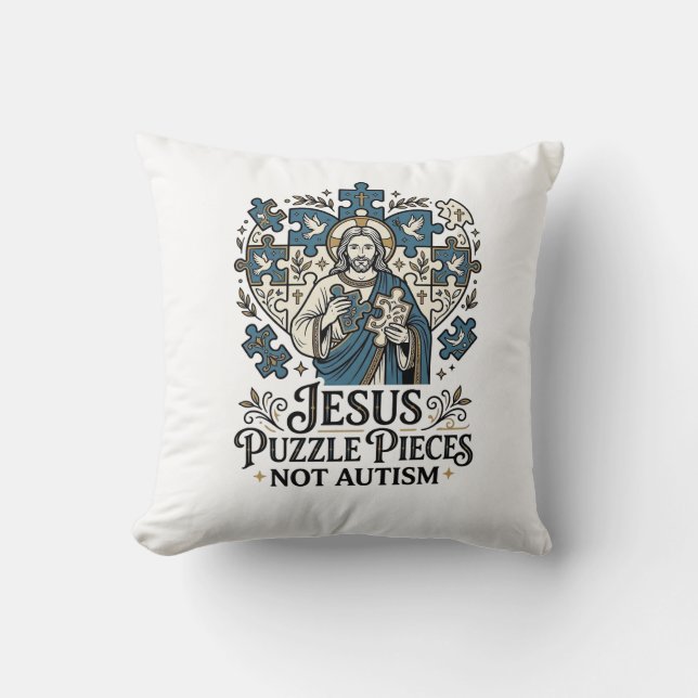 Coussin Pièces de puzzle Jésus pas autisme Pièces de puzzl (Recto)