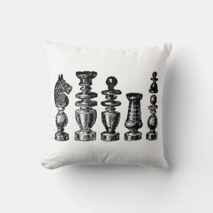Coussin Pièces d'échecs Art Vintage