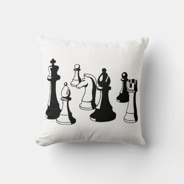 Coussin Pièces d'échecs Art Vintage #2 (Recto)