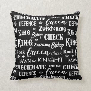 Coussin Pièces d'échecs Chevalier Queen Rook King Motif