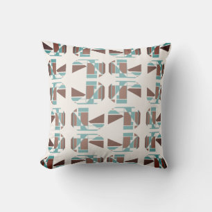 Coussin Pièces géométriques petites motif sarcelle marron 