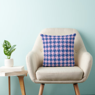 Coussin Pied de fond rose+Motif bleu