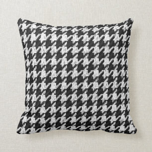 Coussin pied-de-poule noir et blanc avec la couleur