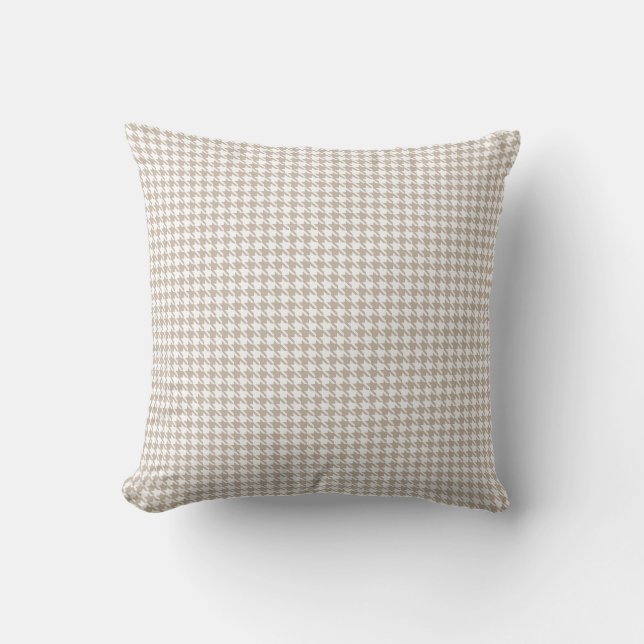 Coussin Pied-de-poule Tan et blanc (Recto)