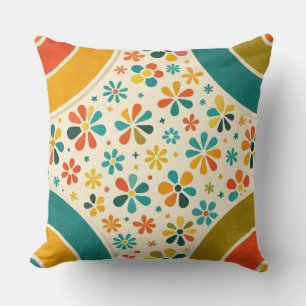 Coussin Pierre angulaire Fleur Mid‑Siècle