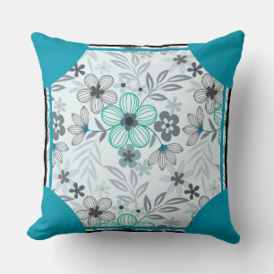 Coussin Pierre angulaire Fleur Turquoise