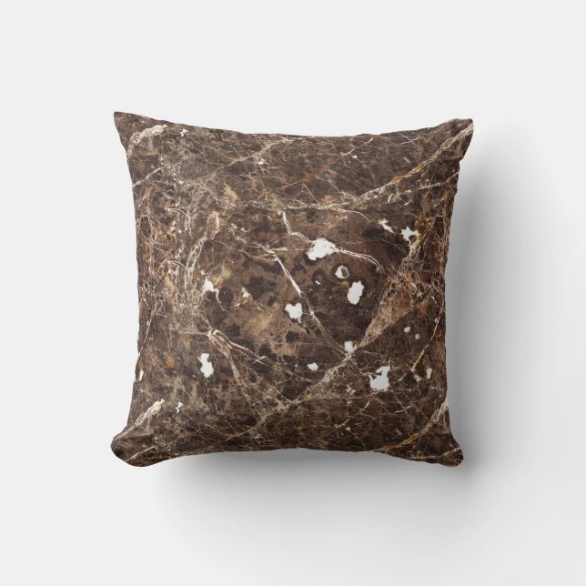 Coussin Pierre Brown Et Marbre blanc Abstraite (Recto)