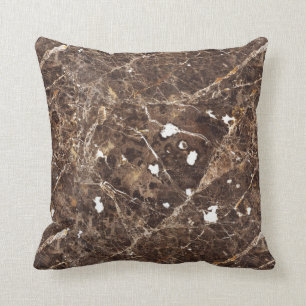 Coussin Pierre Brown Et Marbre blanc Abstraite