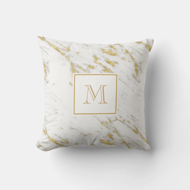 Coussin Pierre de Marbre blanc Monogramme Avec Parties sci (Recto)