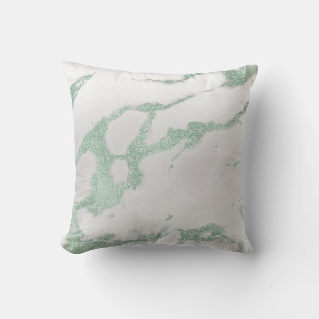 Coussin Pierre de marbre métallique gris argenté vert à la (Recto)