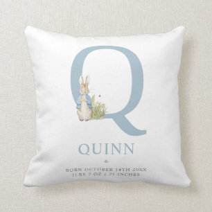 Coussin Pierre Rabbit  Lettre personnalisée Q