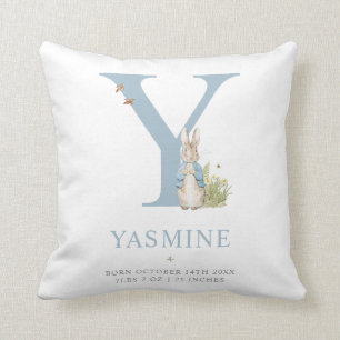 Coussin Pierre Rabbit  Lettre personnalisée Y