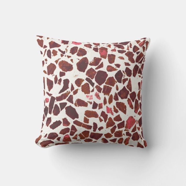 Coussin Pierre rouge cerise Abstraite moderne Terrazzo (Recto)