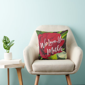 Coussin Pierre rouge fleur avec mots, carré